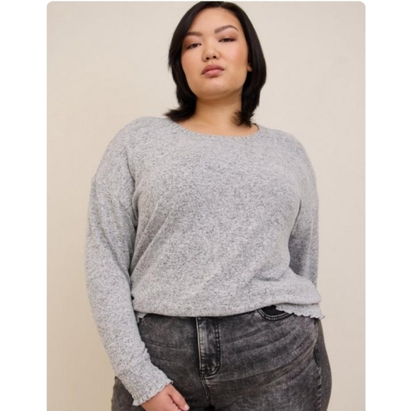 Torrid Plush Smocked Bottom Sweatshirt - Picture 2 of 8